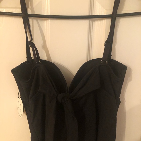 Coco Reef Tie Front Black Tankini Top 32/34C - Picture 4 of 7